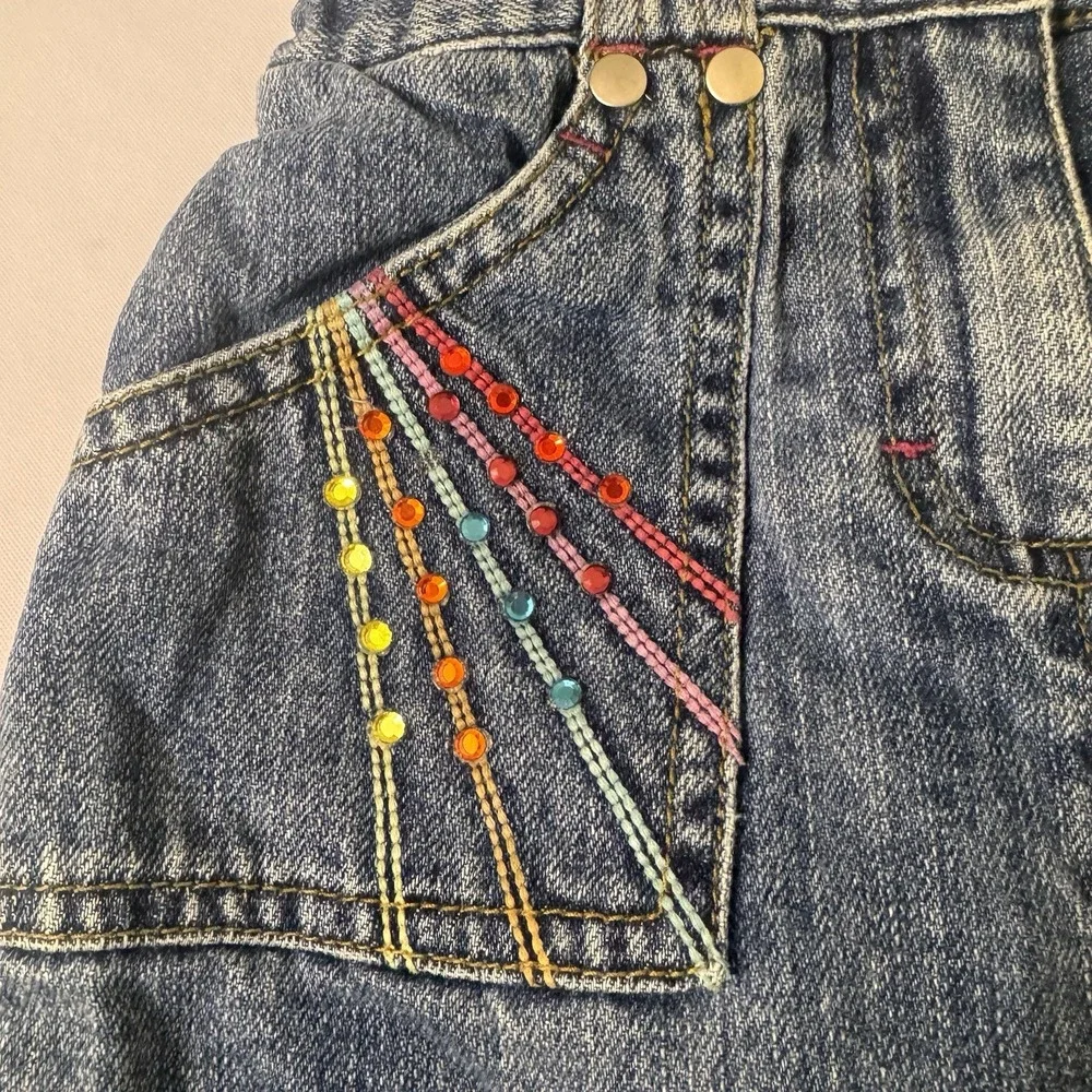 Vintage Gymboree Girls Denim Skirt With‎ Rhinestone Pockets Girls Size 6